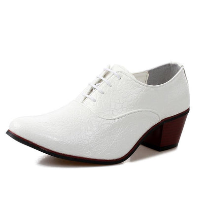 Men'S Leather Shoes Red 7Cm High-Heeled Casual Dress Shoes