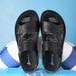 Men's Top Layer Leather Sandals Leather Summer Breathable Sandals Non-slip Men's Beach Shoes