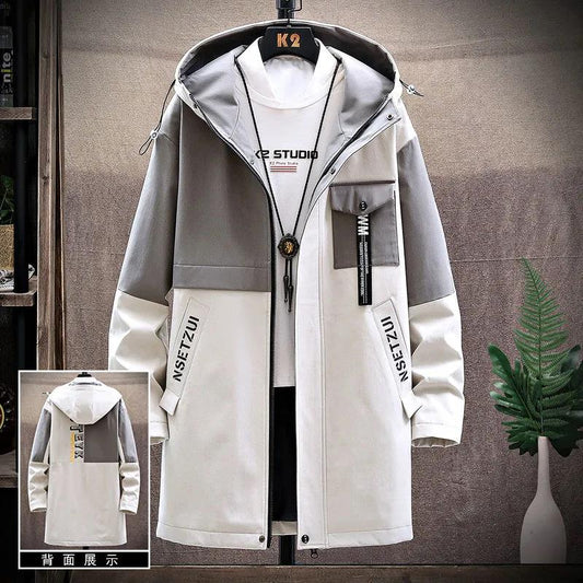 Campus Trend Windbreaker Men Hooded Coat Casual Loose Jacket Comfortable Top for Young Students