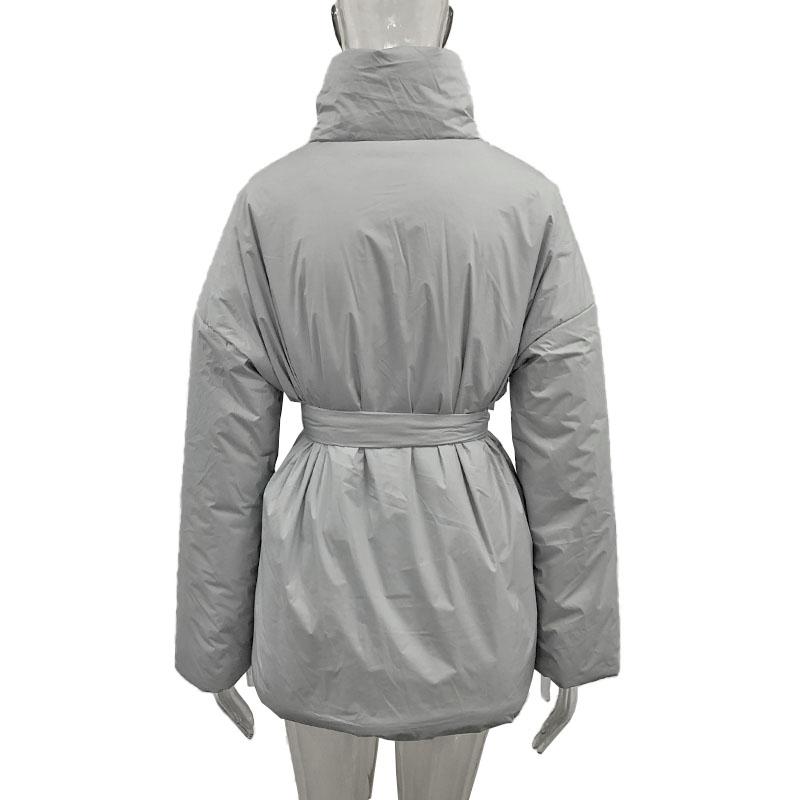 Casual Collected Waisted Parkas Women Fashion Simple Coats Women Elegant Spring Stand Collar Cotton Jackets Female Ladies