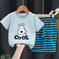 Children's Suit Summer Thin Short Sleeve Suit Boys and Girls Loose Korean Printed Animal T-shirt Shorts Two Piece Set