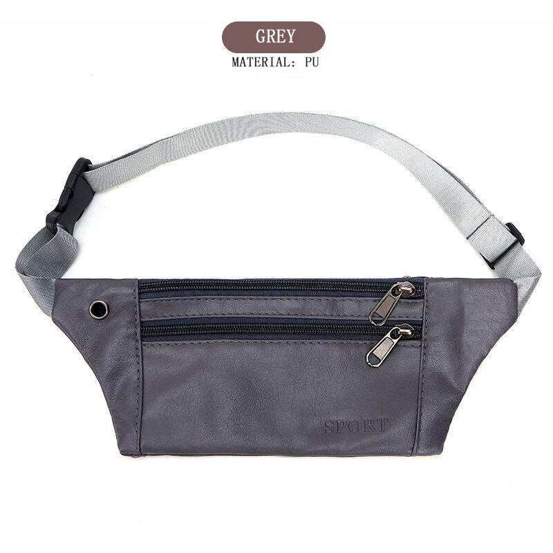 Business Leather Multi-layer Small Waist Bag Running Outdoor Mobile Phone Bag Multifunctional PU Chest Bag Receiving Wallet Sports Bag