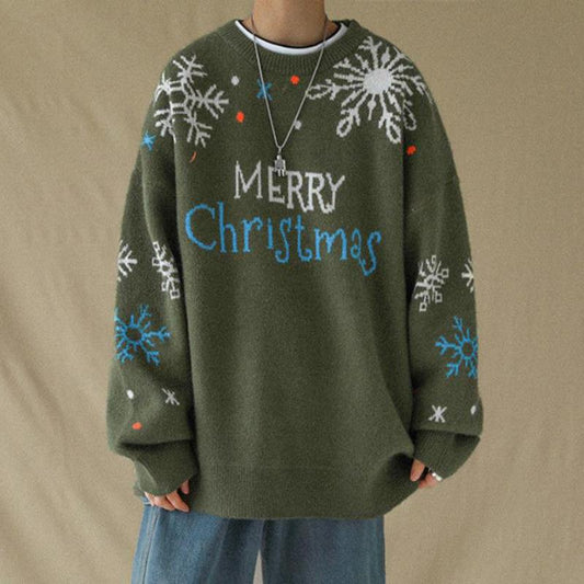 WTEMPO Christmas Couple Sweater Soft Casual Knitted Sweater Winter Warm Pullover Crew Neck Sweater