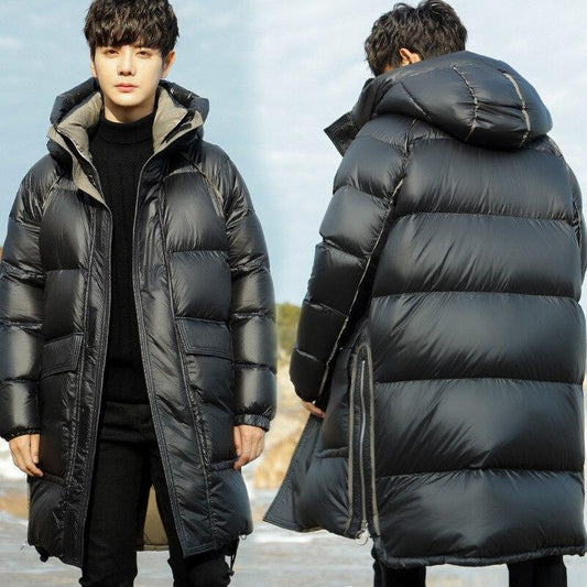 Men's Down Jacket Long Winter Youth Parka Coat Thick Coat Fashion 95% White Down Jacket