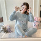 Female Winter Coral Fleece Cute Pajamas Korean Student Long-sleeved Thickened Flannel Plus Size Home Service Suit