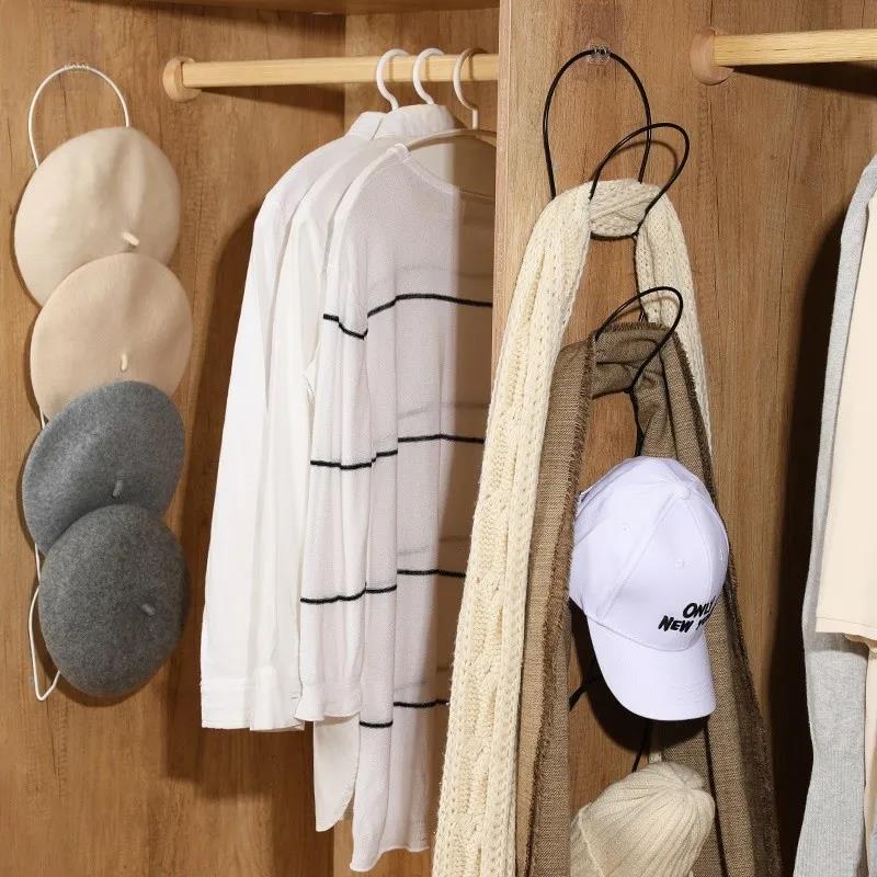 Hat Finishing Storage Shelf Creative Household Wall-mounted Door Behind The Coat and Hat Storage Artifact Dormitory Hook Rack Scarf Rack