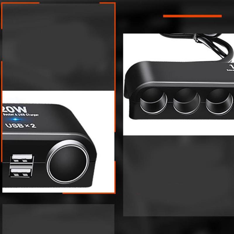 1/2pcs 120W 6-in-1 Car Charger Fast Charging Adapter Multifunctional Car Socket Cigarette Lighter Head Power Converter