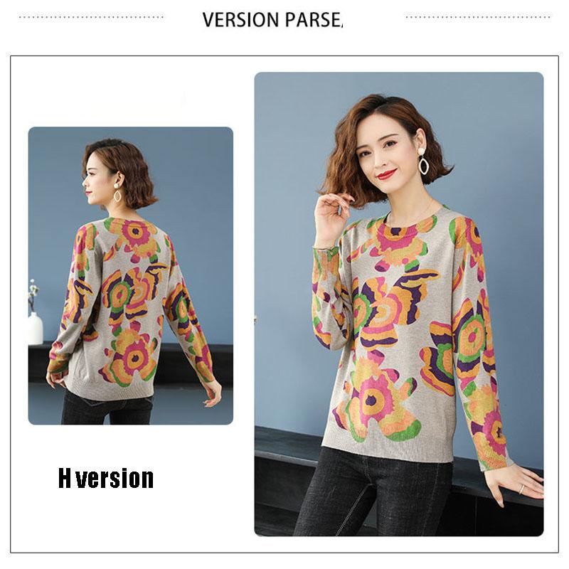 High-end Women Sweater Winter O-neck Knit Pullover Oversized Printed Wool Sweater  Thick Warm Jumper Tops Outwear or Bottoming