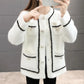 Xiaoxiangfeng Imitation Mink Velvet Thickened Short Coat Women's Spring and Autumn Long-sleeved Round Neck Knitted Cardigan Woolen Top