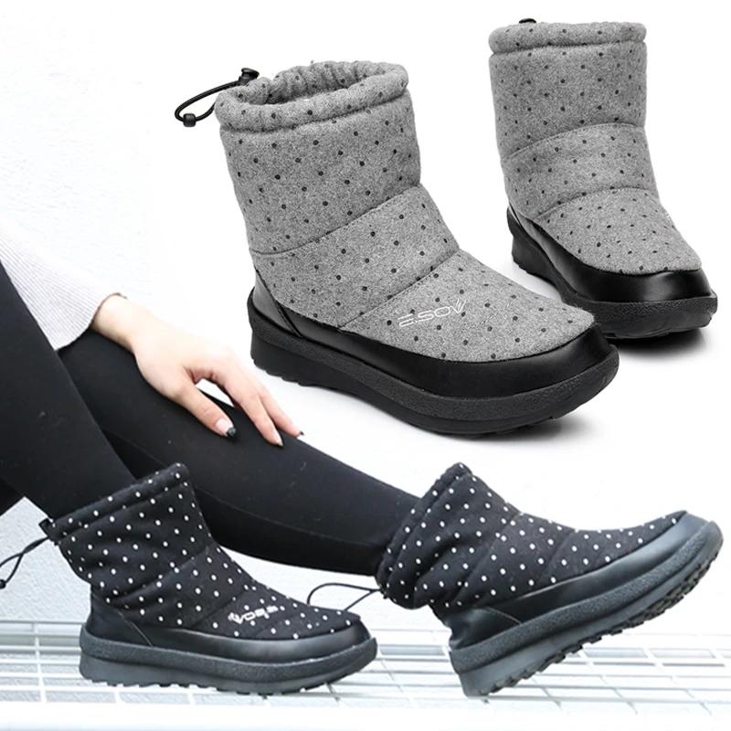 Women's Wear-resistant Ski Boots Down Warm Boots Winter Thick Cotton Shoes Outsole Home Shoes Mother Boots