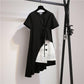 Fashion Cotton T-shirt Set Women Summer Irregular T-shirt Skirt Two-piece Plus Size Skirt Suits