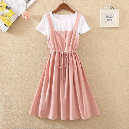 Summer Long Dress Women Casual Vintage Dresses Mid Calf Vestidos Pockets Strapless Sundress Overalls