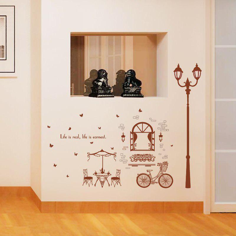 [Wall sticker ]Coffee House Street Light Wall Stickers Home Decor Living Room Bedroom Kitchen Stairs