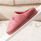 Cotton Slippers Women Winter Indoor Thick-soled Anti-skid Home Couple Models PU Surface Waterproof Warm and Velvet Slippers Men's Slippers