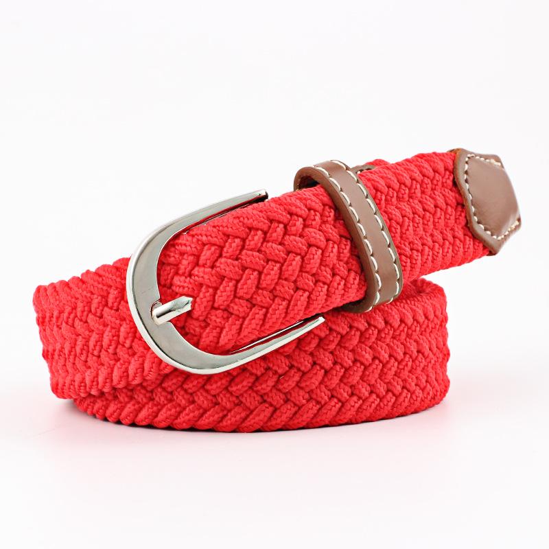 Belt Women Causal Leather Cover Buckle Woven Elastic Stretch Golf Wide Canvas Belts