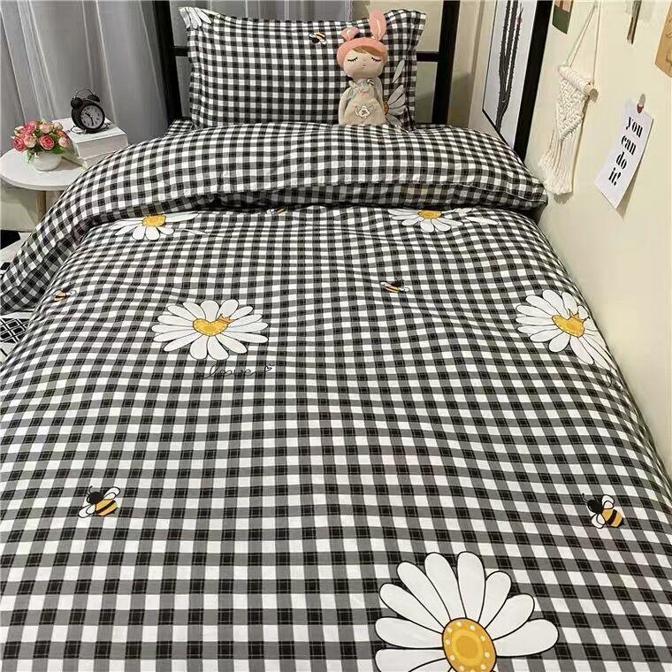 Scandinavian Style Three-piece Bed Linen Simple Bed Sheet Quilt Cover Student Dormitory Single Quilt Cover Three-piece Bedding