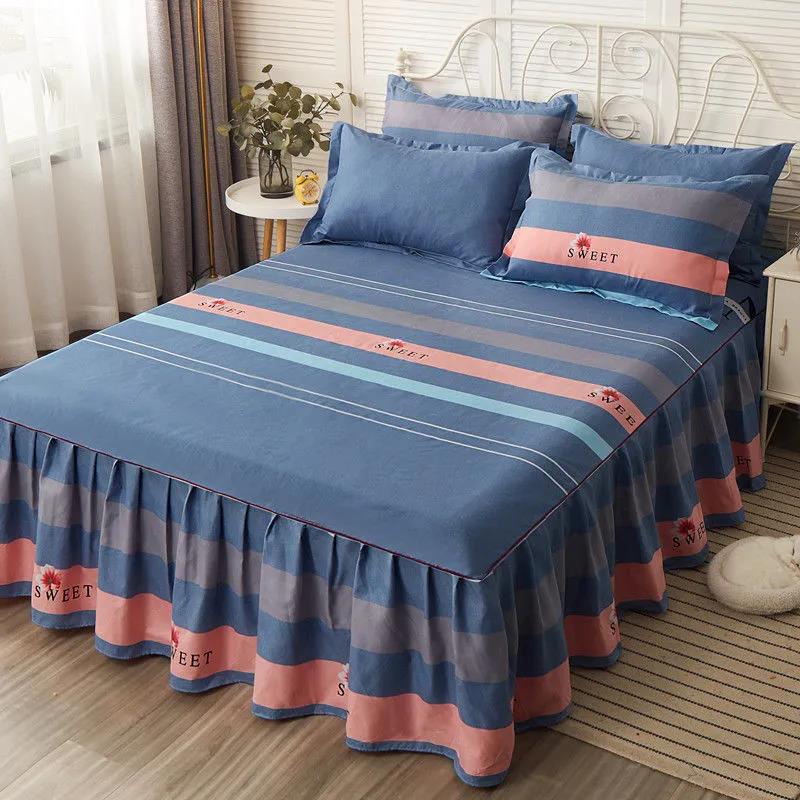 100% Thickened Twill Brushed Non-slip Mattress Cover Korean Print Simmons Dustproof Cover