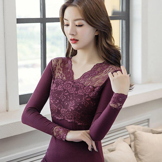 Autumn and Winter Cotton Autumn Clothes Long Trousers Suit Ladies Thermal Underwear Middle School Students Wear Thin Models