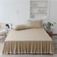 One-piece Solid Color Mattress Cover Washed Cotton Bed Sheet Simmons Protective Cover Elastic Non-slip Mattress Cover