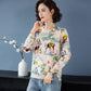 Spring and Autumn Printed Pullover Sweater Women  Thin  Knitted Bottoming Sweater