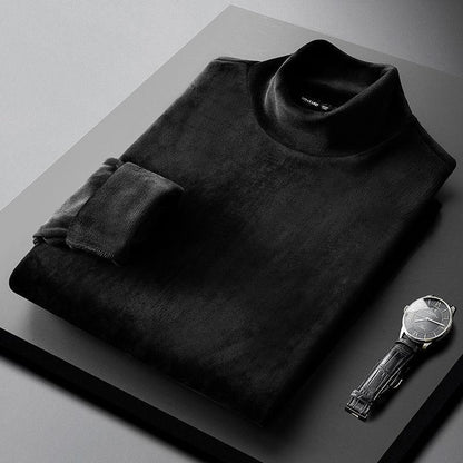 Double-faced Fleece Bottoming Shirt Men Plus Fleece Half-high Collar Long-sleeved Winter Warm Sweater