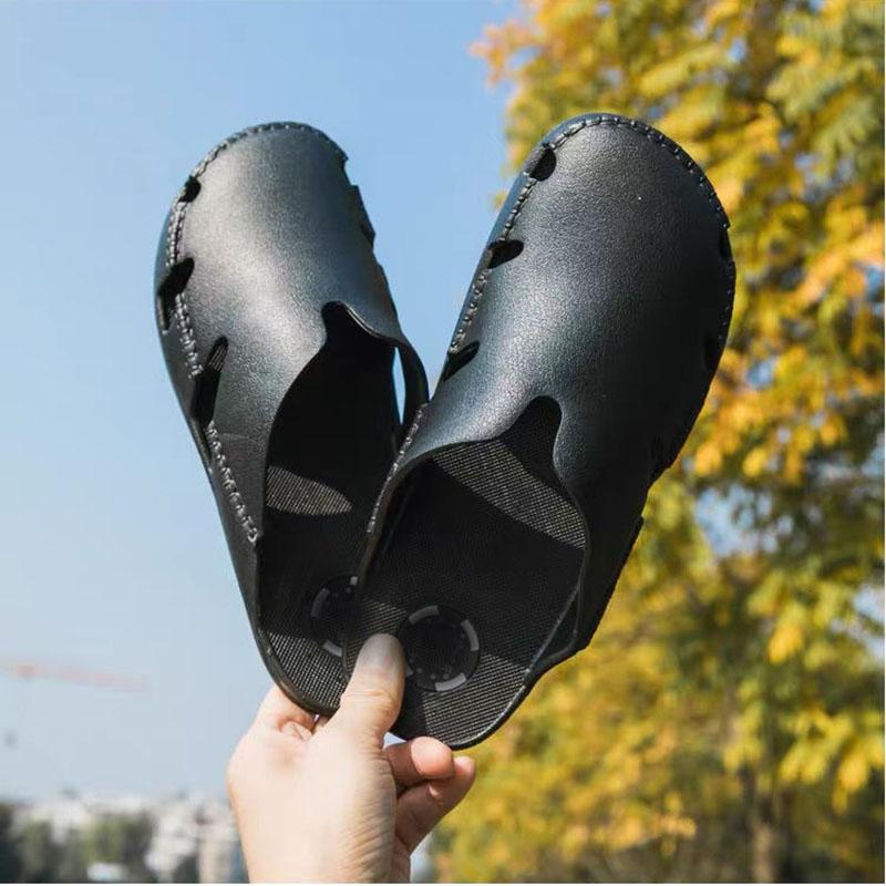 Vietnam Natural Rubber Slippers Men's Summer Baotou Retro Beach Casual Breathable Non-slip Latex Sandals