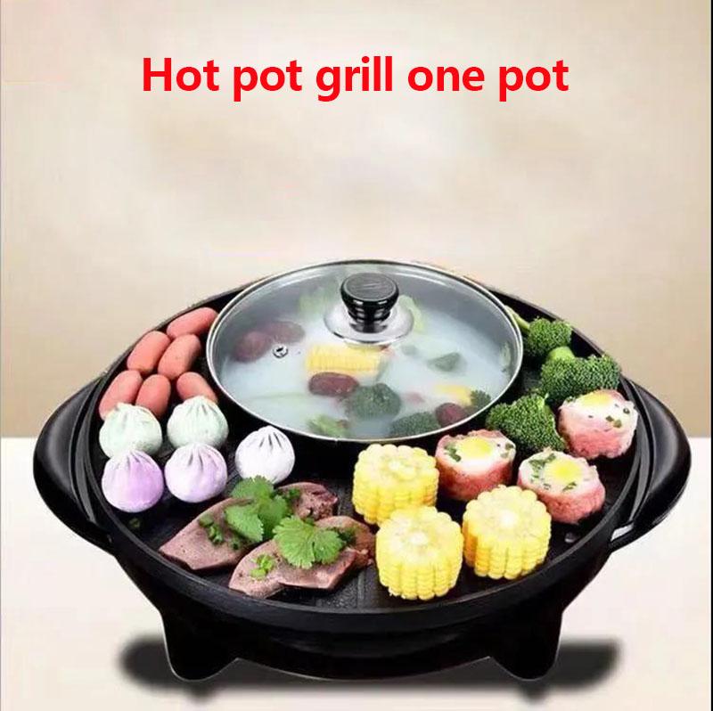 1700W Heat Pot Barbecue Machine Fried Steak Pan Multi-purpose Small Heat Pot Nonstick Pot for Family
