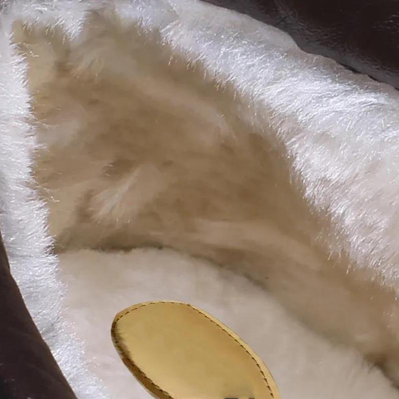 Winter Leather Cowhide High-top Cotton Shoes Men Plus Velvet Warm Leather Shoes Wool Lining Shoes