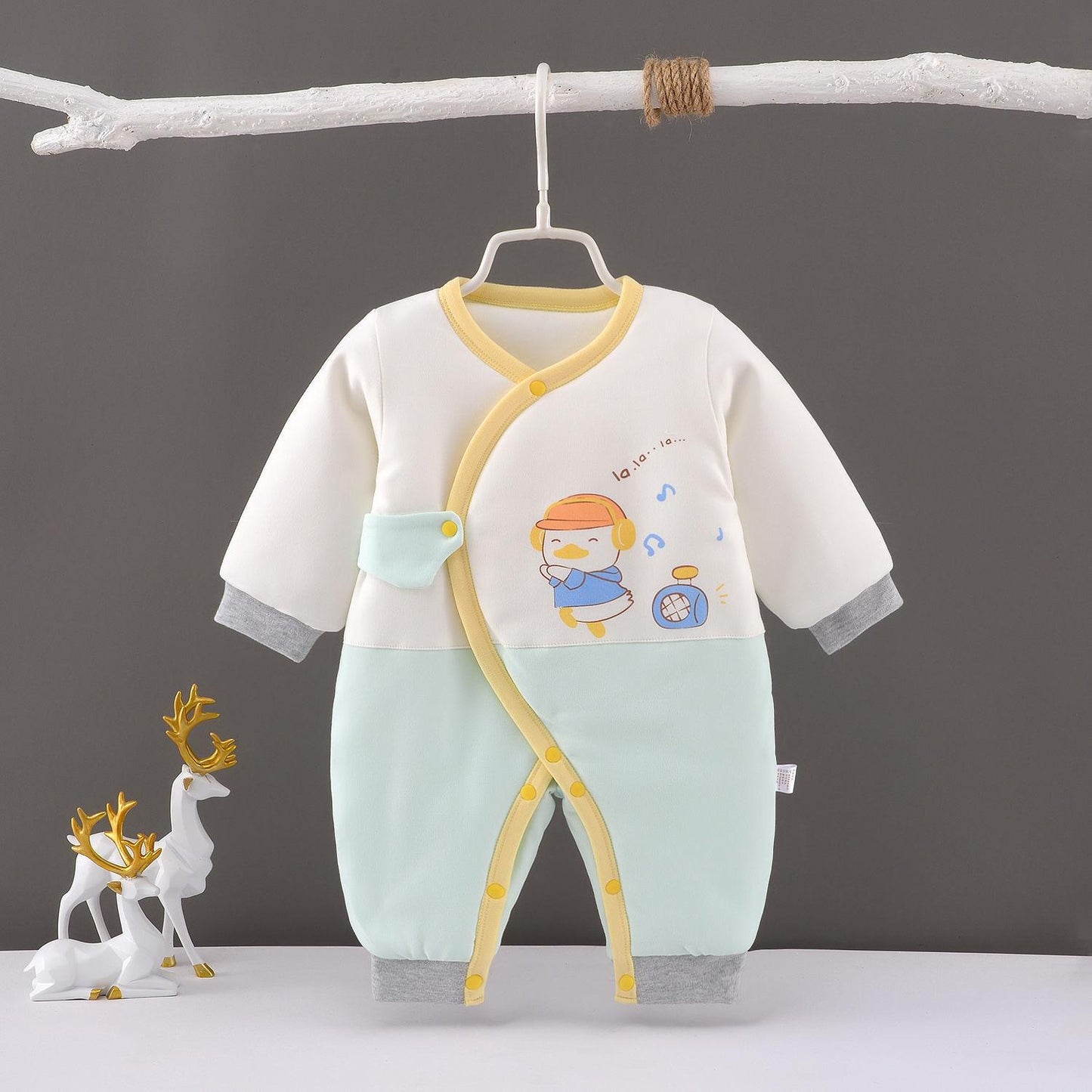 Newborn Baby Bandage One-piece Clothes Cotton Clothes Autumn and Winter Neonatal Long Sleeve Climbing Clothes Men's and Women's Baby Cotton Clothes
