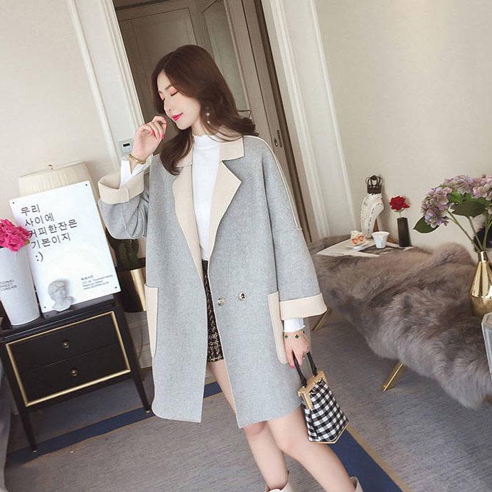Woolen Coat for Women Winter Slim  Women Woolen Jacket 2019 Casual Solid Color Long Sleeve Overcoats