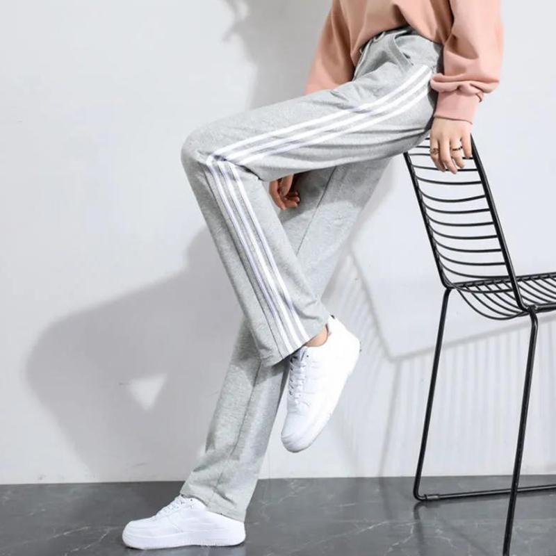 Cotton Sweatpants Ladies Loose Slim Straight-leg Pants High Waist Spring and Autumn Casual Pants School Uniform Pants