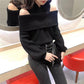 Off Shoulder Sexy One-neck Blouse Loose Knit Bottoming Shirt Fashion Outer Wear Spring and Autumn Jacket