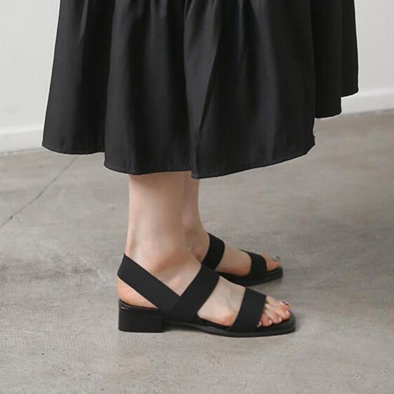 Sandals Female Summer Fairy Style Simple Lace-up Sandals Korean Wild Square Head Thick Heel Student Sandals