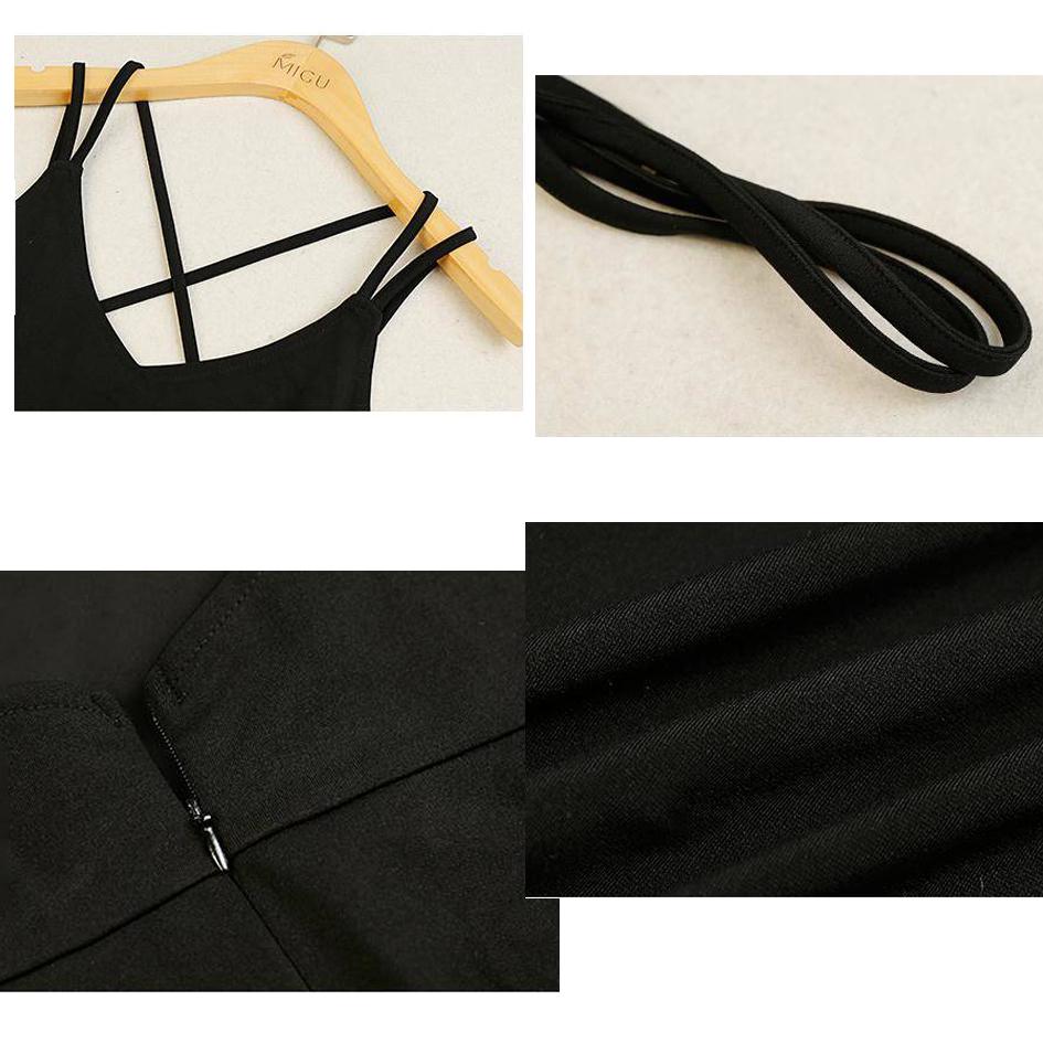 Summer Open Back Sling Dress Hepburn Style Black Beach Dress Travel Vacation Sexy Dress Female