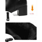 Women's Leather Boots Black Women's Autumn Winter Boots Slip on Ankle Boots for Women Bottes Femme