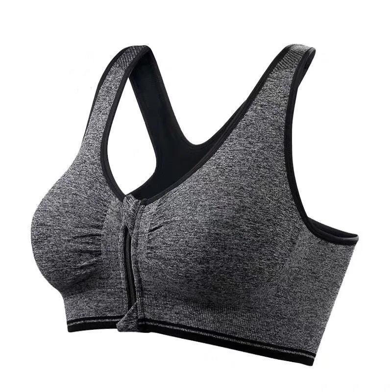 Front Buckle Zipper No Steel Ring Sports Bra Vest Style Large Size Sports Shockproof Gathering Running Underwear Women