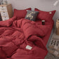 4-Piece Set Home Solid Color Duvet Cover Set Soft Cotton Comforter Cover Pillowcase Set Single Twin Queen King Sizes Quilt