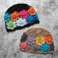 Gradient Stereo Flower Bag Head Hat Woman National Handmade Crochet Knit Hat Openwork Towel Hat