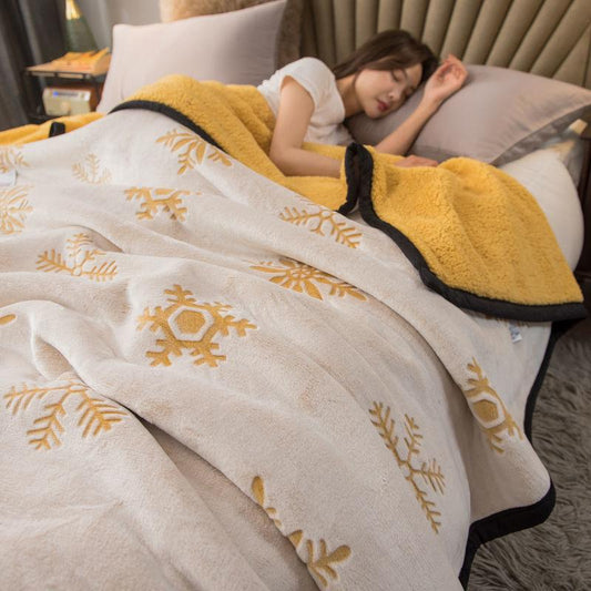 Flannel Lamb Velvet Thick Woolen Blanket Lunch Break Blanket Winter Double-sided Plus Fleece Blanket Warm and Breathable Sheets