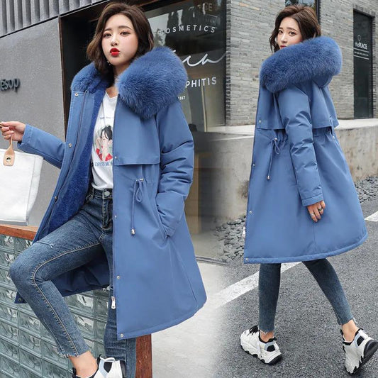 The Cotton-padded Jacket Women's Mid-length and Large-size Pie Overcomes The Trend of Winter Korean Down Padded Jackets Plus Velvet Thick Coats