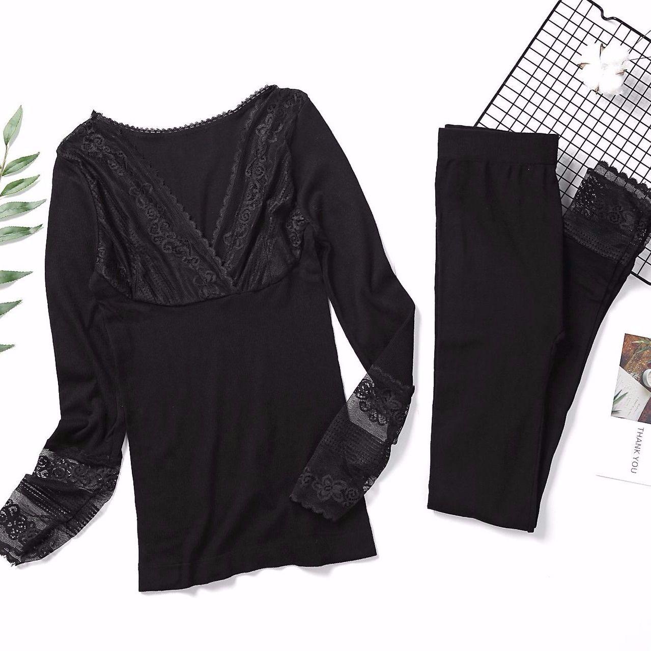 Autumn and Winter Thermal Underwear Women's Constant Temperature Nude Clothing Heating Suit Lace Bottoming Shirt