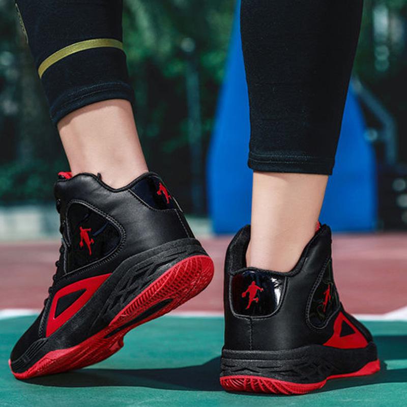 Men Leather Sneakers High-top Wear-resistant Basketball Shoes Deodorant Comfortable Running Shoes