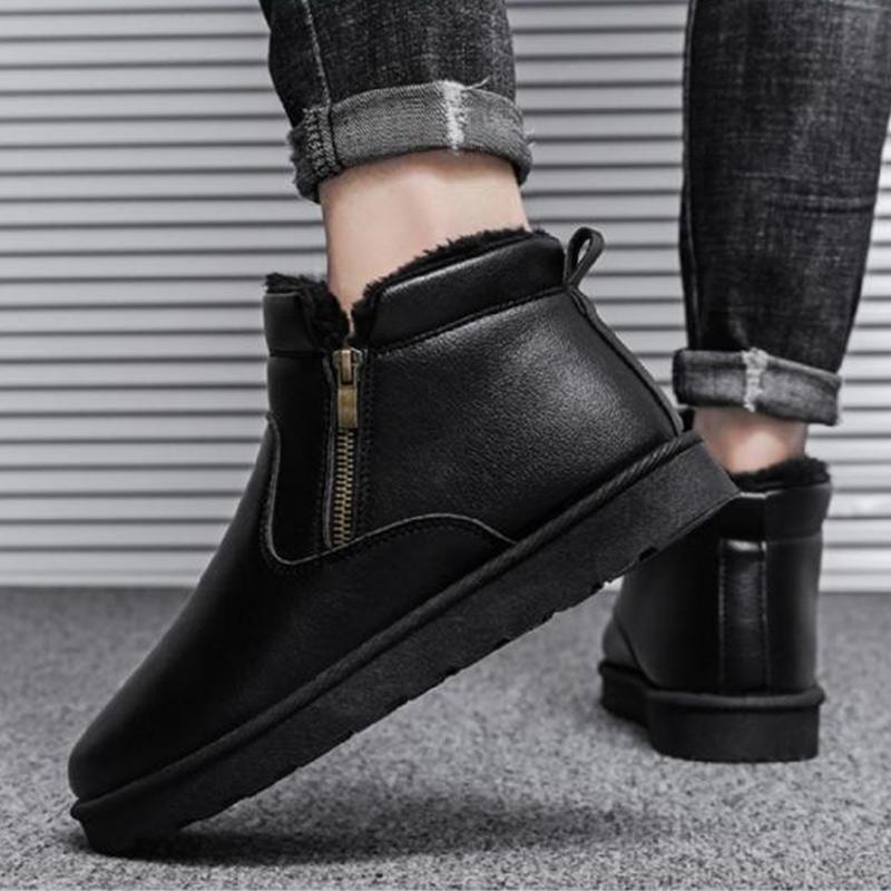 Winter Men's Shoes Plus Velvet Thick Warm Cotton Shoes Outdoor Waterproof and Ski Boots