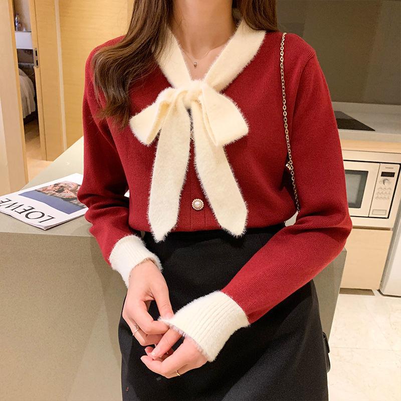 Autumn Winter  Women Fashion Sweater Casual Knitting Sweater V-neck  Pullovers Slim-fit Casual Long Sleeve Sweater