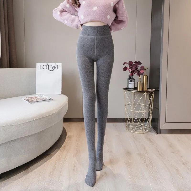 Threaded Leggings Women's Autumn and Winter Plus Velvet Thickening Plus Size Warm Socks Cotton Trousers