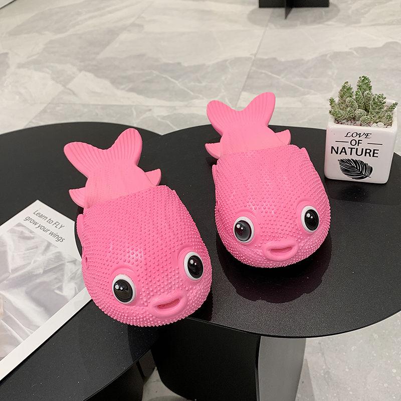 Puffer Fish Slippers Female Home Fashion 2020 Korean Version Wild Fish-shaped Slippers Indoor and Outdoor Soft Bottom Girlfriends Sandals and Slippers