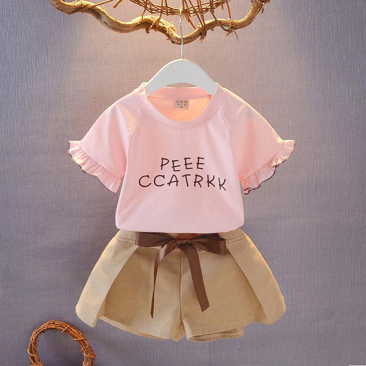 One-year-old Baby Girl Summer Clothes Children's Clothing Female 1-2--3-4 Year Old Short-sleeved Two-piece Baby Suit