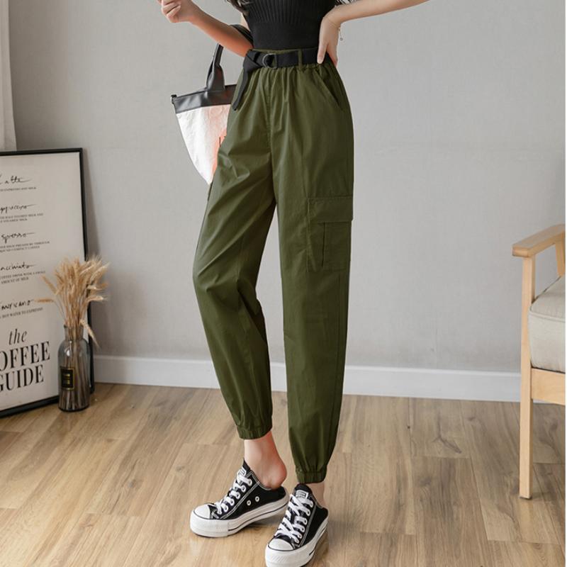 Drawstring Overalls Women's Summer Women's Korean Style Loose Bf Wind Casual Pants High Waist Harem Pants