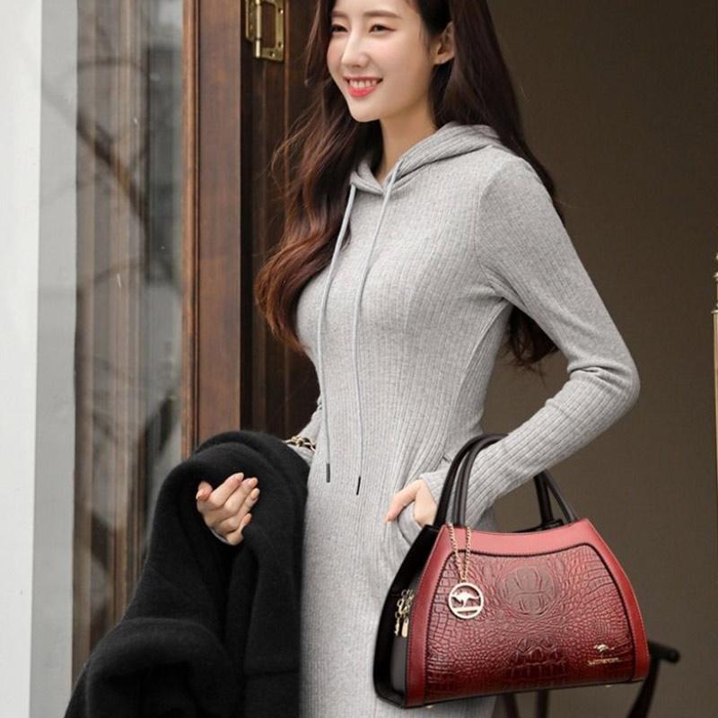 Elegant Ladies Bag Shoulder Messenger Bag Fashion Large Capacity Handheld Leather Texture Shopping Bag