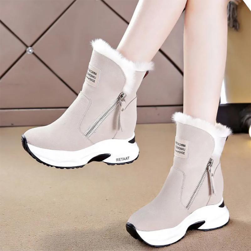 Thick-soled Snow Boots Women's Winter All-match Inner Heightening Women's Shoes Plus Velvet Thickening Martin Boots Warm Boots